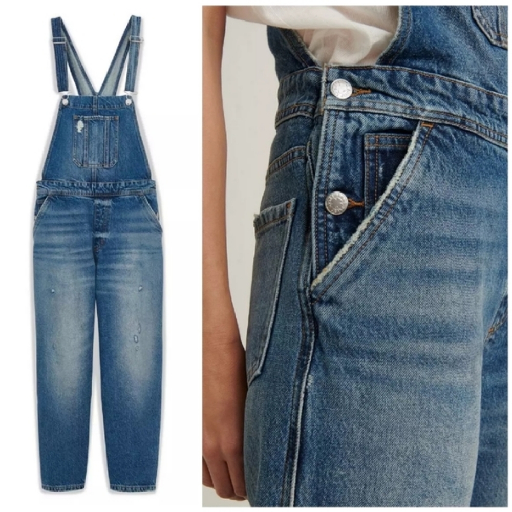 Lucky Brand Relaxed Cropped Crop Jean Overalls - Picture 3 of 9